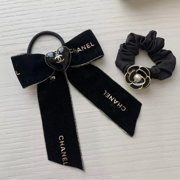 Gift with purchase Chanel hair tie hair scrunchie bow set new in box hair - Picture 3 of 6